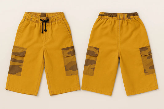 HashBack Boys' Cotton Shorts - Comfortable & Stylish-Yellow