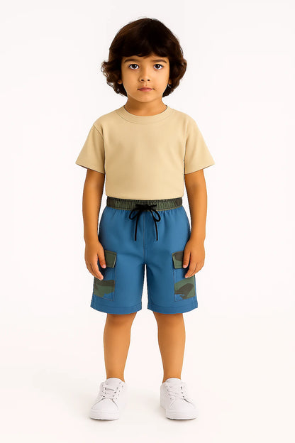 HashBack Boys' Cotton Shorts - Comfortable & Stylish-SkyBlue