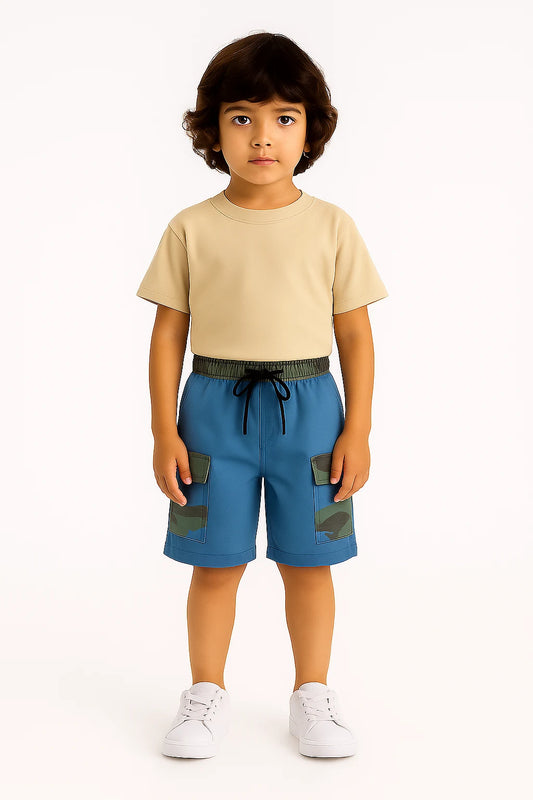 HashBack Boys' Cotton Shorts - Comfortable & Stylish-SkyBlue