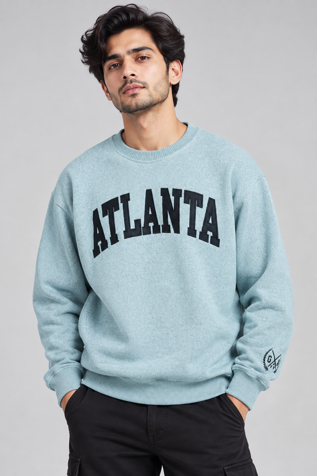 Embroidery Oversized Sweatshirt   Mix Article