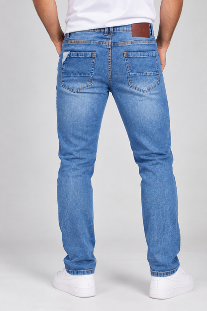 Men's Washed Blue Denim Jeans