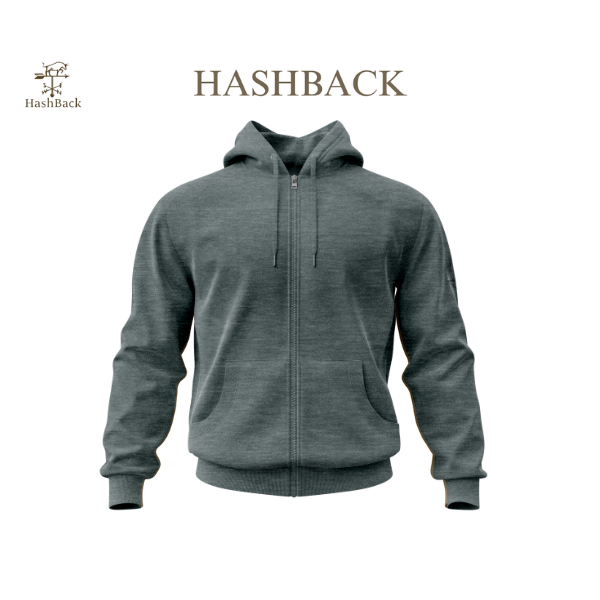 HashBack Plain Zipper Hoodie DARK GREY