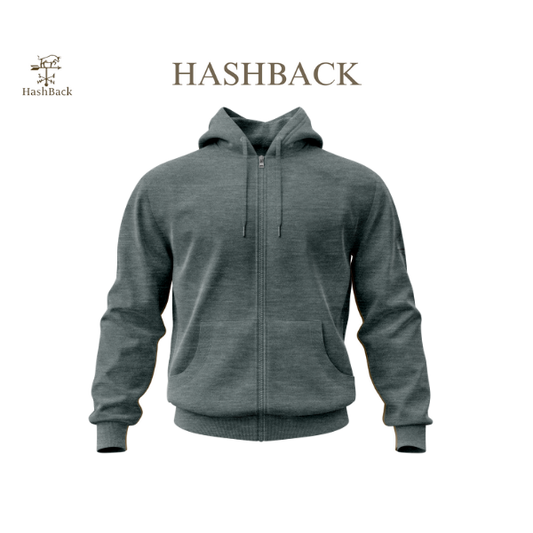 HashBack Plain Zipper Hoodie DARK GREY