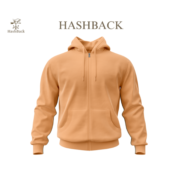 HashBack Plain Zipper Hoodie D ORANGE