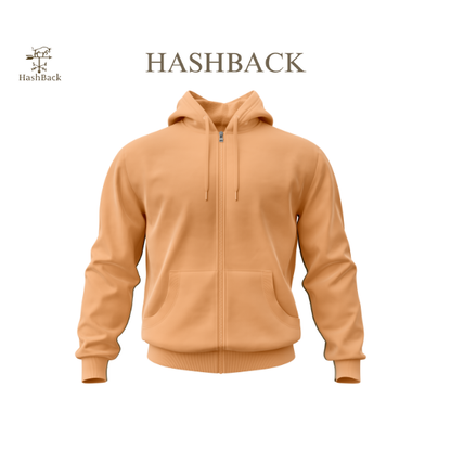 HashBack Plain Zipper Hoodie D ORANGE
