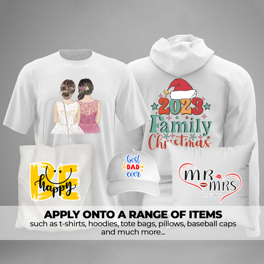 Custom DTF Prints for T-Shirts, Polos, Trousers, Tote Bags, Denim, Caps & More