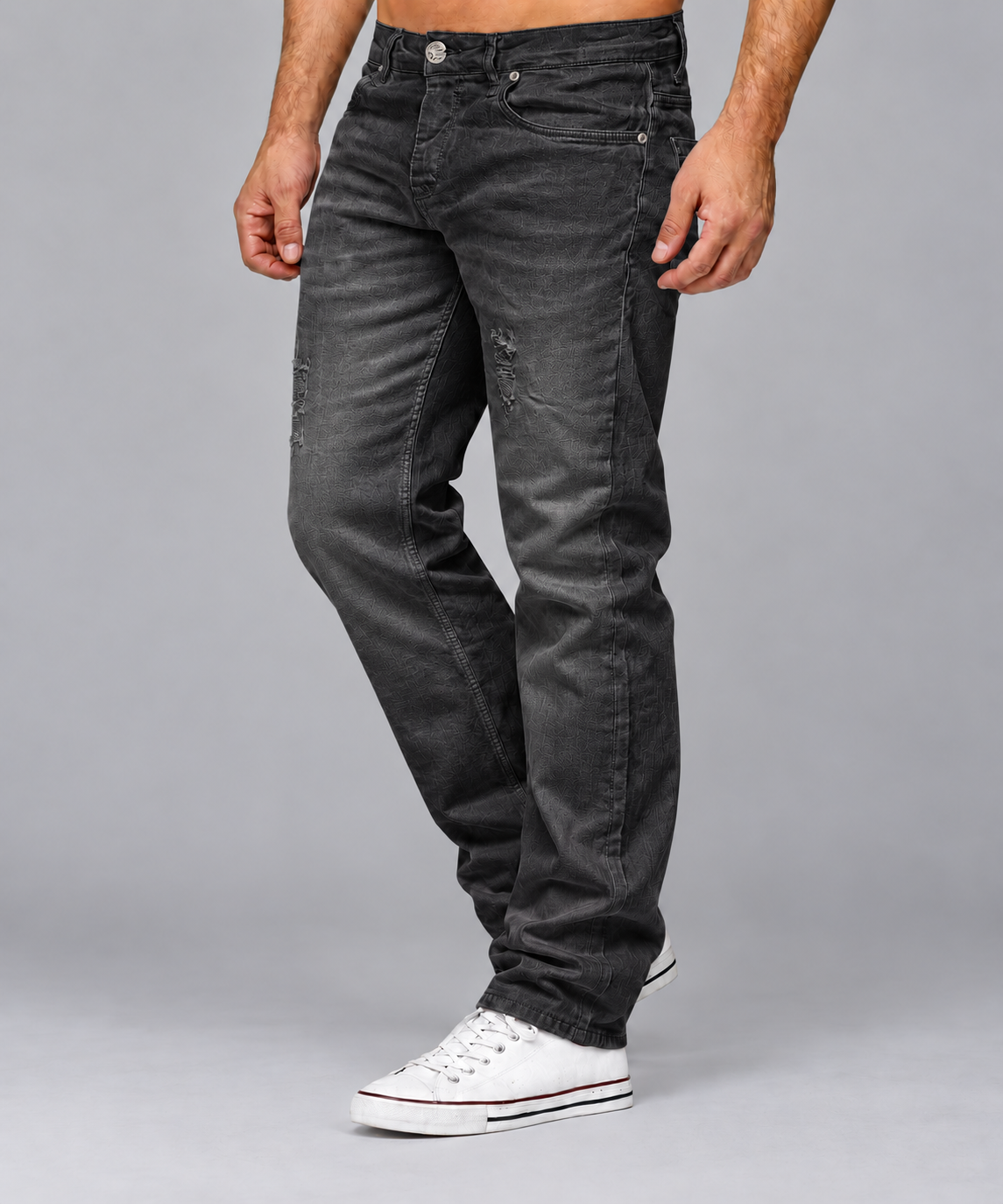 Men's Distressed Regular Size Denim Jeans