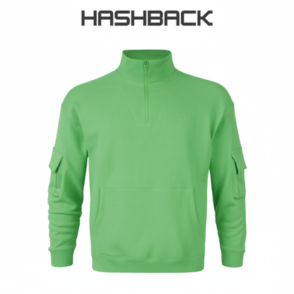 Oversized Quarter Zip Pullover- Green
