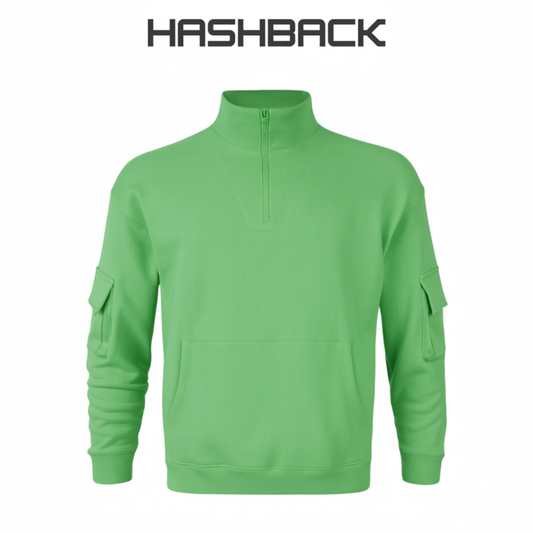 Oversized Quarter Zip Pullover- Green