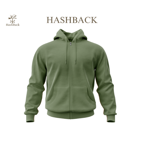 HashBack Plain Zipper Hoodie HD GREEN