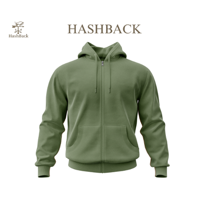 HashBack Plain Zipper Hoodie HD GREEN
