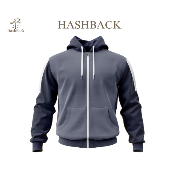 HashBack Plain Zipper Hoodie HD HEATHER NAVY