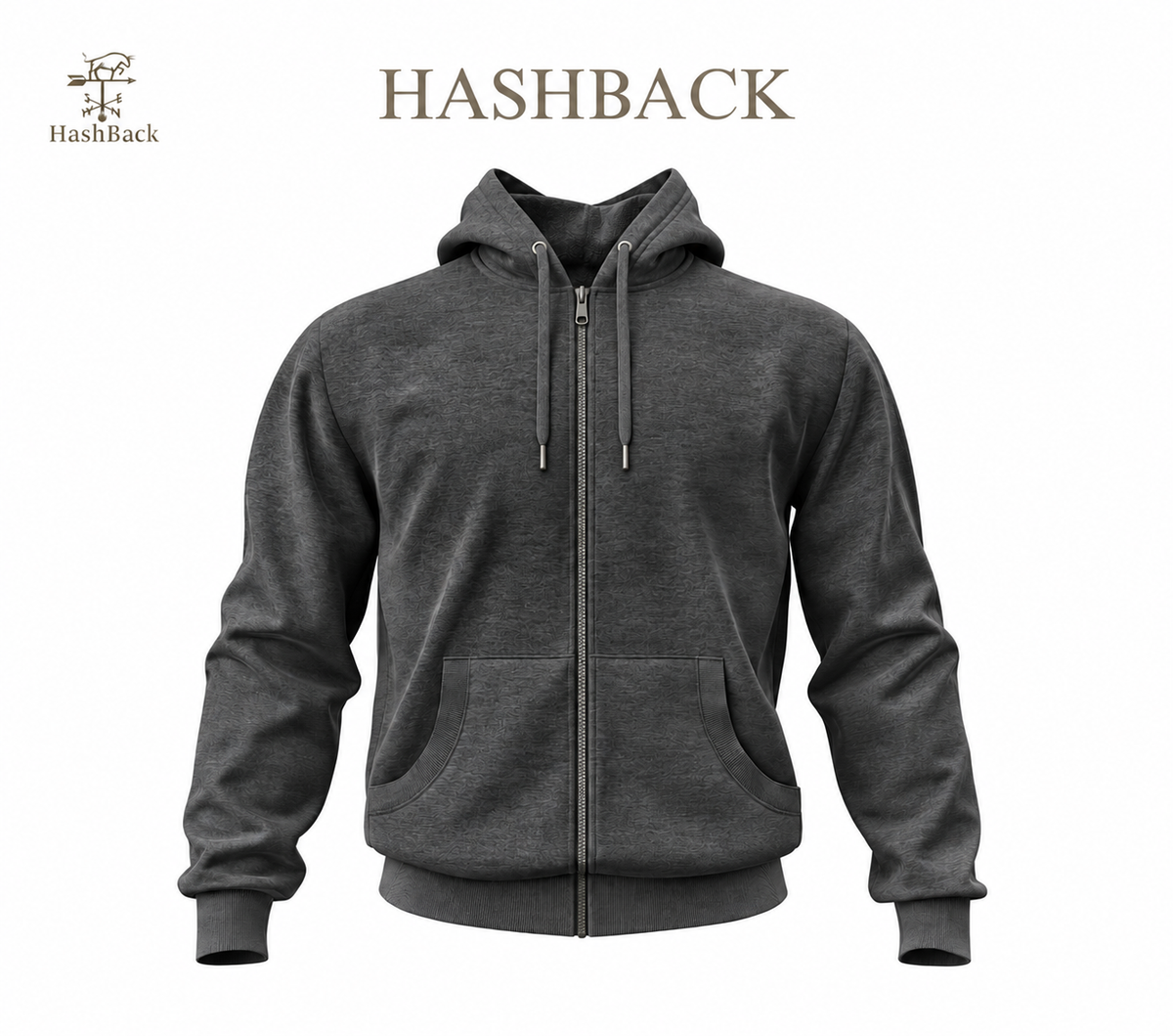 HashBack Plain Zipper Hoodie Dark Heather Grey - BIG & TALL