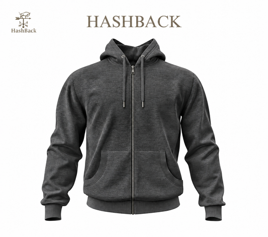 HashBack Plain Zipper Hoodie Dark Heather Grey - BIG & TALL