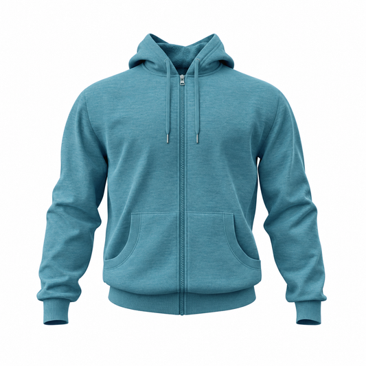 HashBack Plain Zipper Hoodie HD Heather Blue Big & Tall