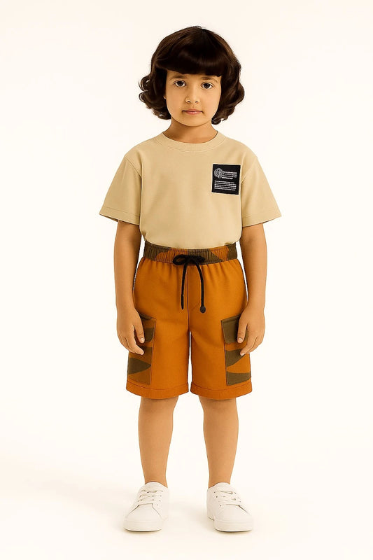 HashBack Boys' Cotton Shorts - Comfortable & Stylish-Orange