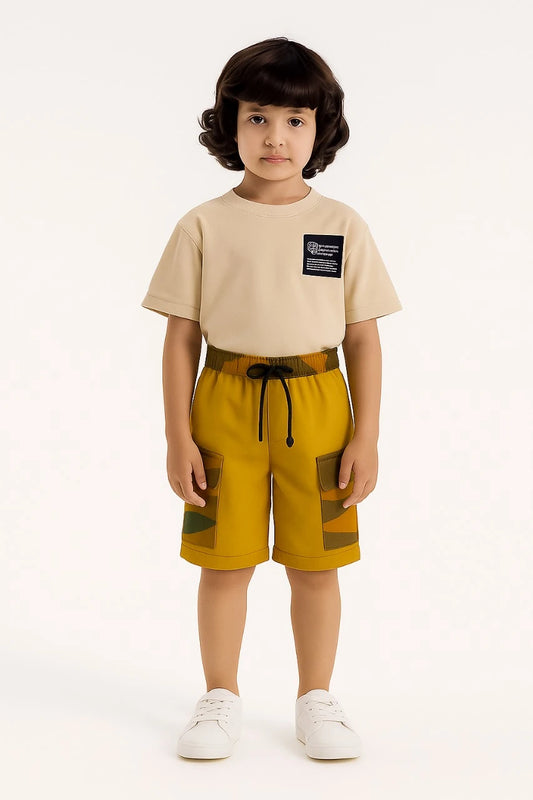 HashBack Boys' Cotton Shorts - Comfortable & Stylish-Yellow