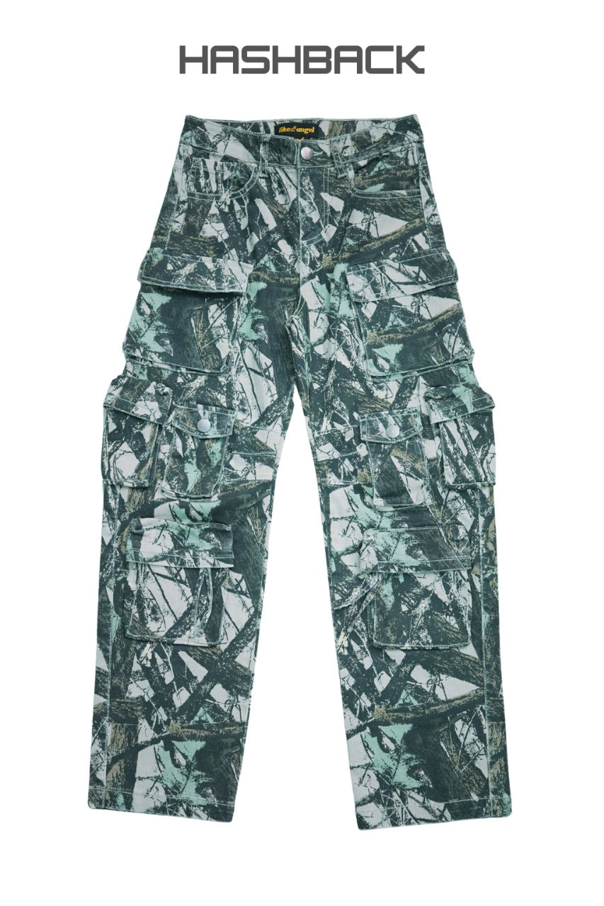 Daisy Acid Wash High Waisted Wide Leg Cargo Jeans