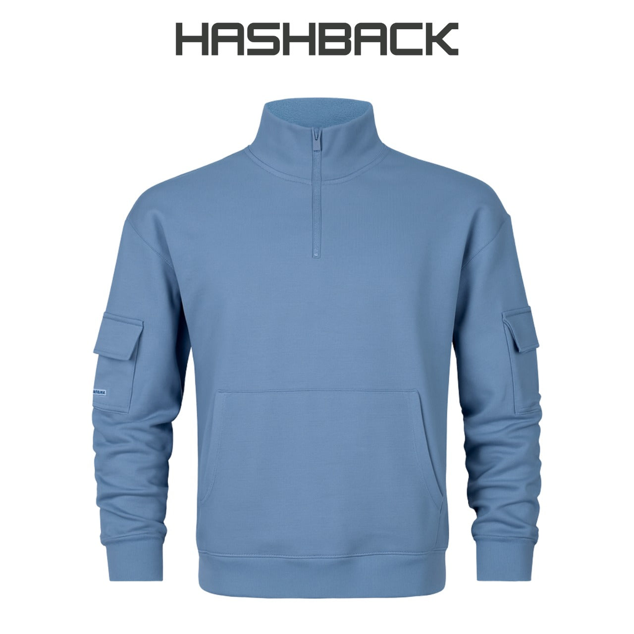 Oversized Quarter Zip Pullover- Blue