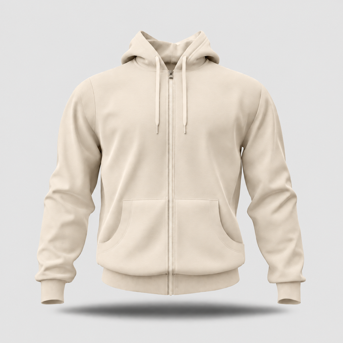 HashBack Plain Zipper Hoodie - BIG & TALL- Light Beige