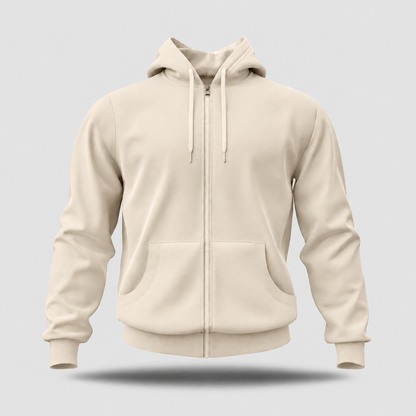 HashBack Plain Zipper Hoodie - BIG & TALL- Light Beige