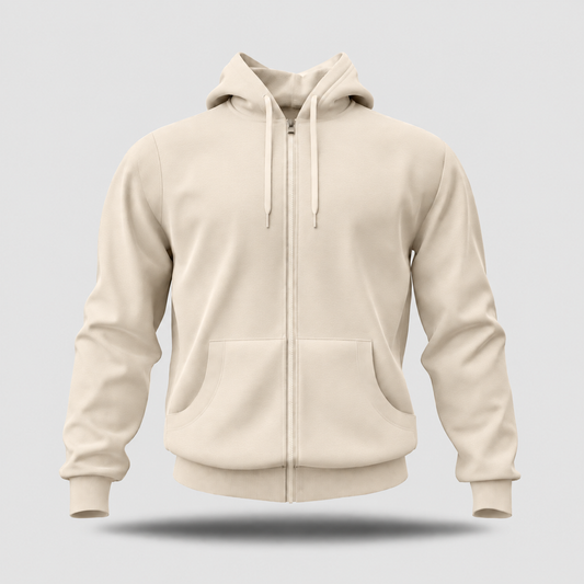 HashBack Plain Zipper Hoodie - BIG & TALL- Light Beige