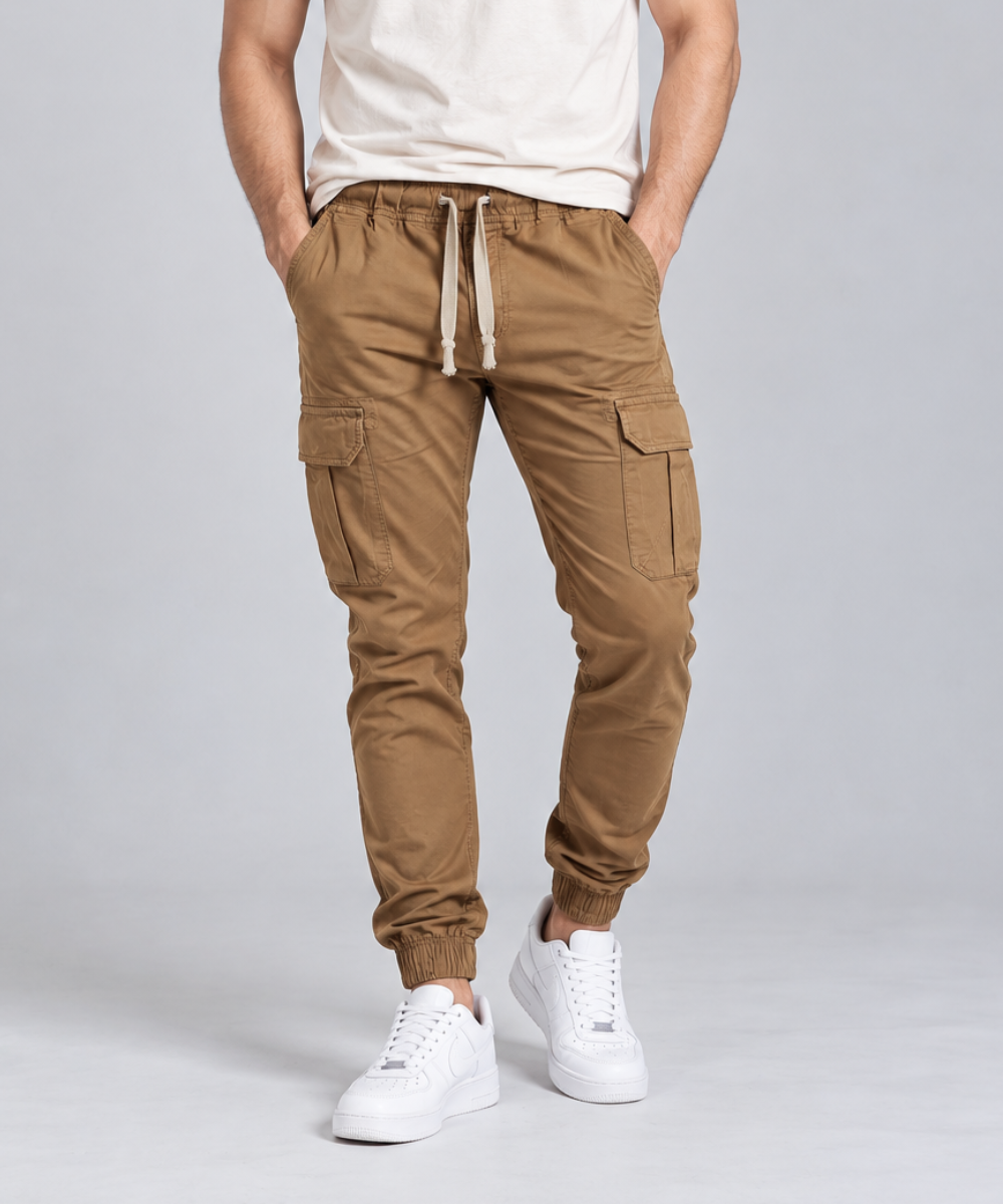 Men's Cargo Jogger Trousers with Flap Pockets-HB