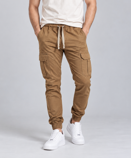 Men's Cargo Jogger Trousers with Flap Pockets-HB