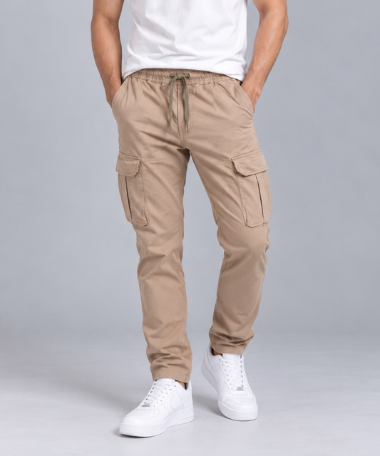 Men's Cargo Jogger Trousers with Flap Pockets-HB