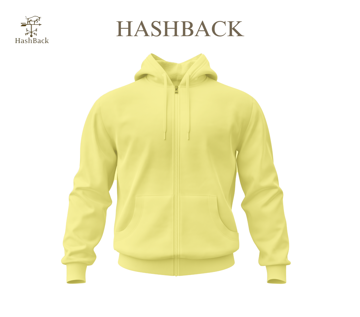 HashBack Plain Zipper Hoodie Lemon