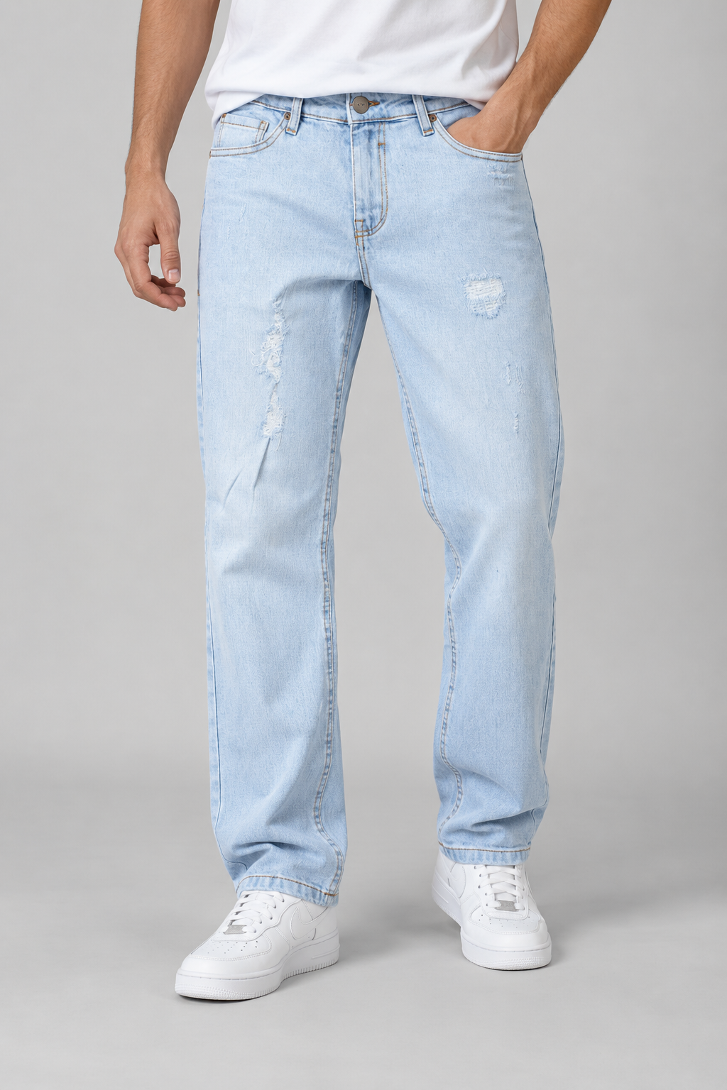Men's Distressed Regular Size Denim Jeans