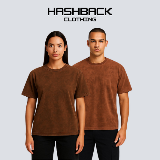 HASHBACK DROP SHOULDER ACID WASH TSHIRT-RUST OXIDE