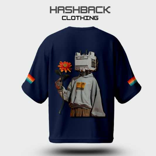 Hashback Retro Vintage Drop Shoulder Tee (NAVY)