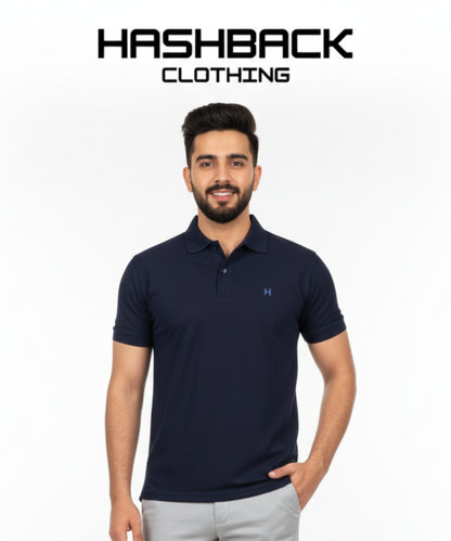 Hashback Classic Polo Shirt – Jersey Knit | White & Navy