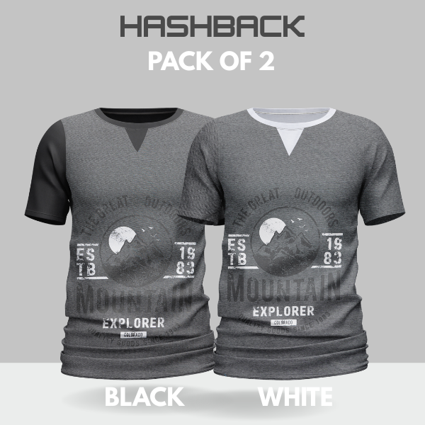 Crew Neck T Shirt For Men - Pack of 2 Mix