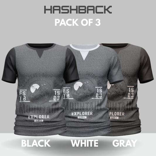 Crew Neck T Shirt For Men - Pack of 3 Mix