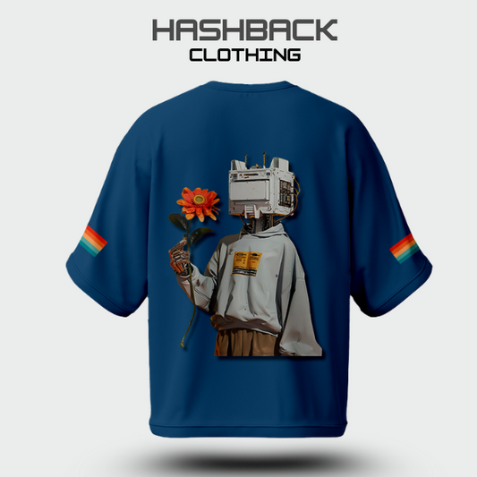 Hashback Retro Vintage Drop Shoulder Tee (PETROLIUM BLUE)