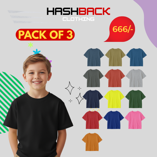 Pack of 3 Kids Plain Tees (Random Colors)