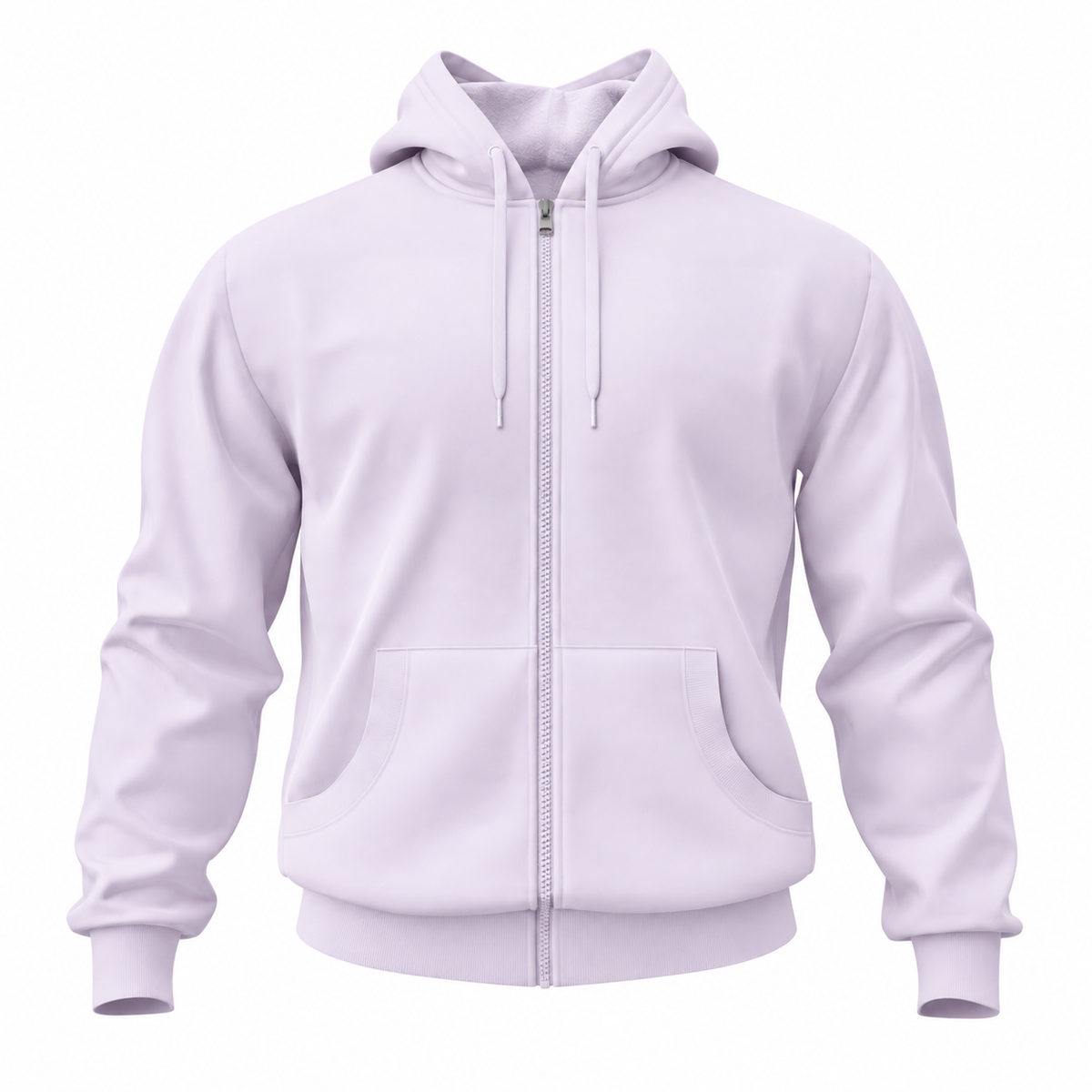 HashBack Plain Zipper Hoodie Pale Lavender Big & Tall