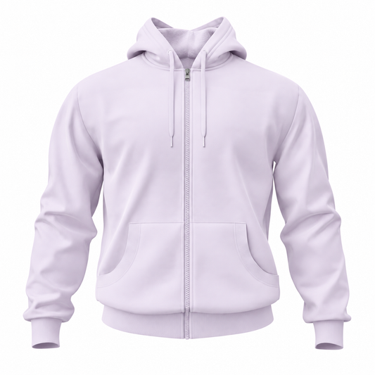 HashBack Plain Zipper Hoodie Pale Lavender Big & Tall