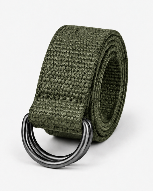 Canvas Web Belt – Men's Casual D-Ring & Flip Buckle Belt