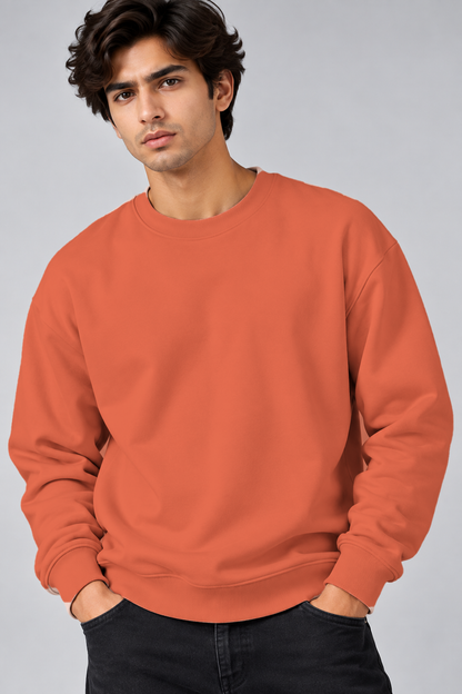 Sweatshirt Oversized Drop Shoulder Crew Neck Salmon