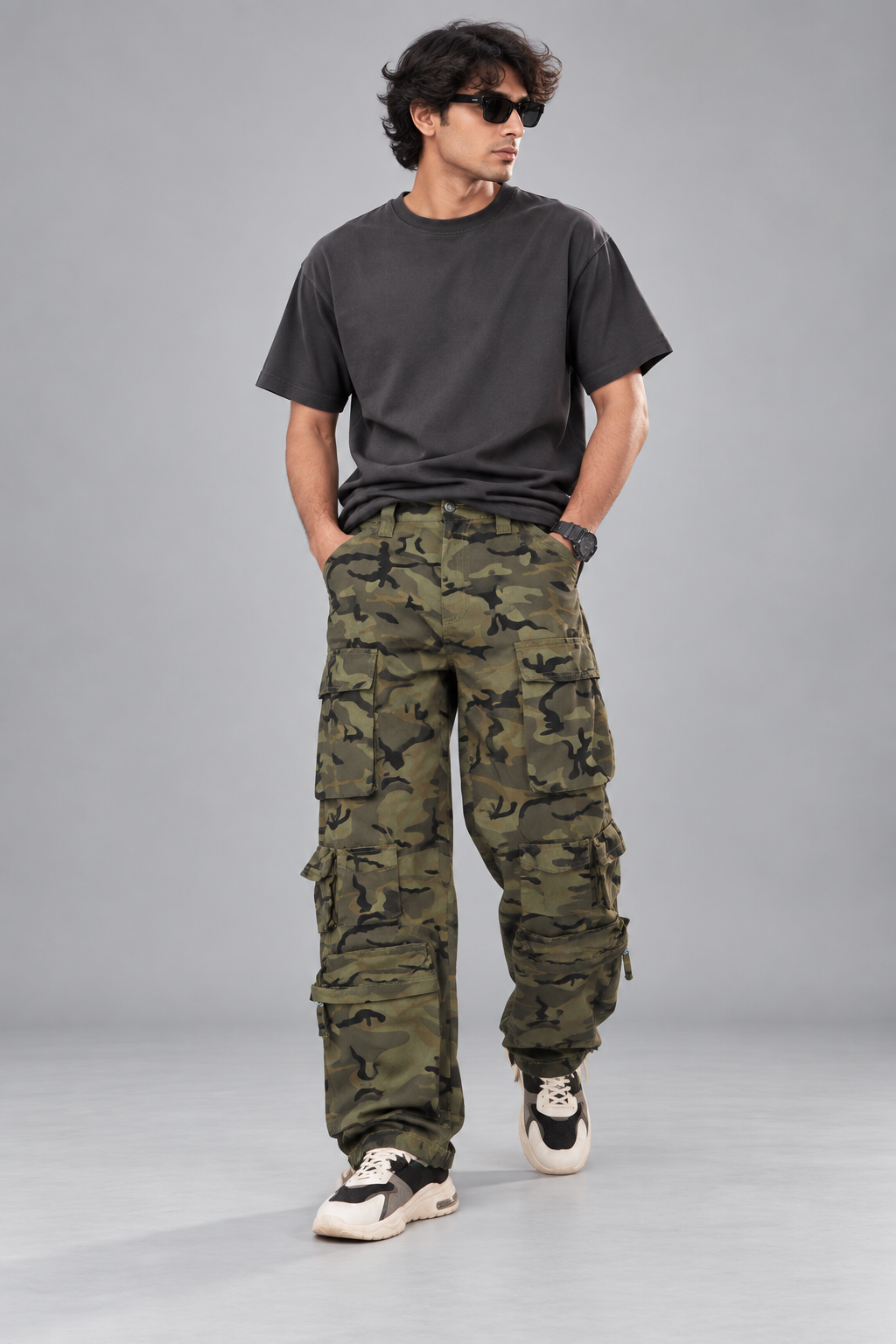 Men's Baggy Cargo Trousers 12 Pockets - Camo - AM011