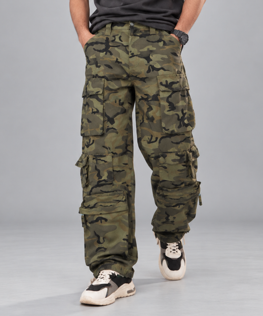 Men's Baggy Cargo Trousers 12 Pockets - Camo - AM011