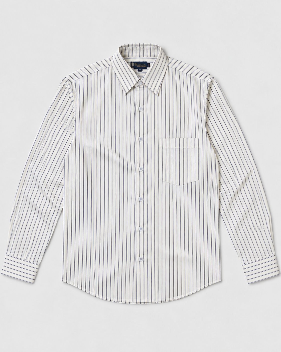 Men’s Cream Pinstripe Full Sleeves Cotton Classic Collar Shirt