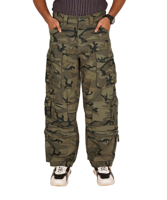 Baggy Loose Fit 12 Cargo Pockets Trousers - Brown Camo