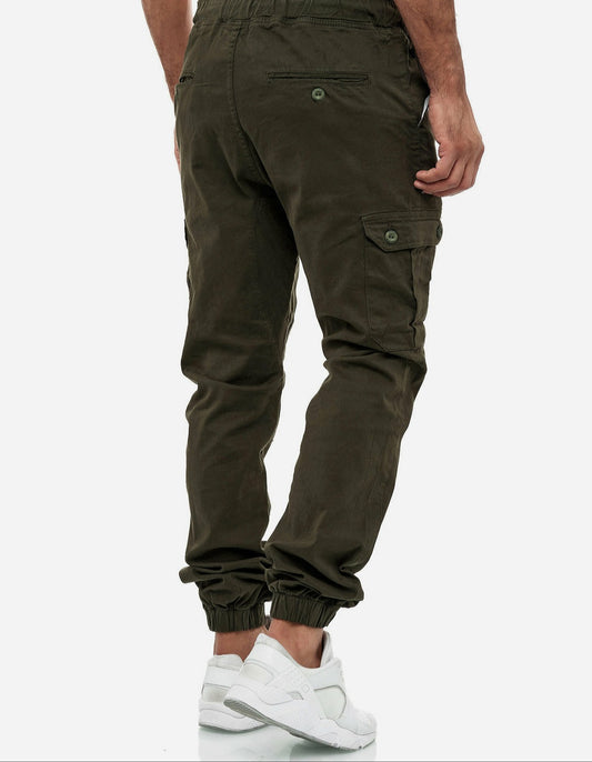 HashBack Stretchable Cargo Jogger Trouser - olive