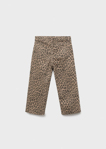 Girls Denim Jeans, Cheetah Print Normal Belt