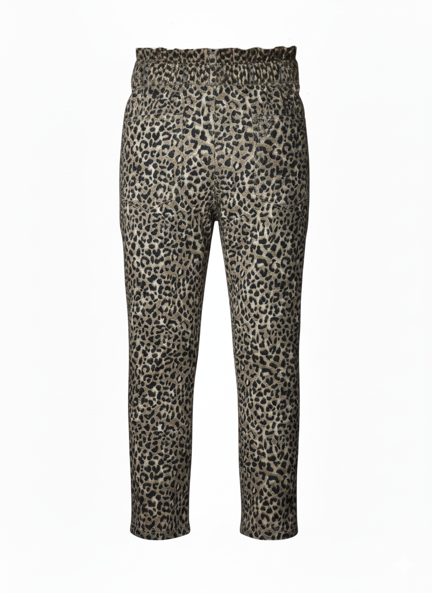 Girls’ Leopard Print Pants with Elastic Waist - 25018