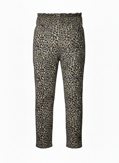 Girls’ Leopard Print Pants with Elastic Waist - 25018